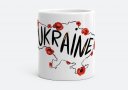 Чашка Карта України з червоними маками та текстом англійською Ukraine