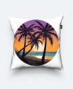 Подушка квадратна Пальмовий пляж - Ніжний світанок