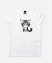 Жіноча футболка Смугасте кошеня з сердечками.