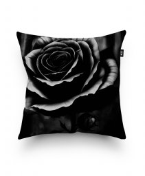 Подушка квадратна Готична чорно-срібляста троянда