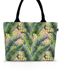 Шопер tropical banana palm leaf watercolor Jungle Plumeria pattern