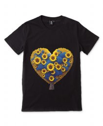 Чоловіча футболка Синьо жовте дерево серце