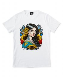 Чоловіча футболка Чарівна Українська дівчина з квітами