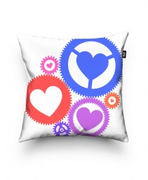 Подушка квадратна Шестерні із сердечками кольорові