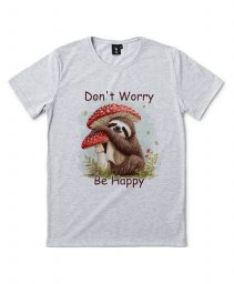 Чоловіча футболка Лінивець з Мухомором Don't Worry, Be Happy