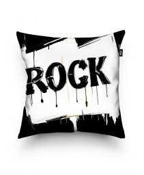 Подушка квадратна Напис "ROCK" з білим та чорним фоном