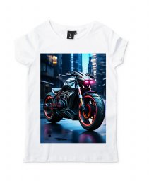 Жіноча футболка Мотоцикл у стилі кіберпанк