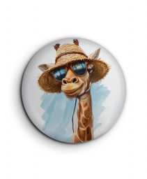 Значок Жираф у літньому солом'яному капелюсі