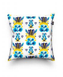 Подушка квадратна Украинские голубые цветы