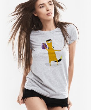 Жіноча футболка Спортивный пес с гирей