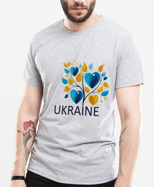 Чоловіча футболка Ukraina. Дерево Жовто Блакитне Серце