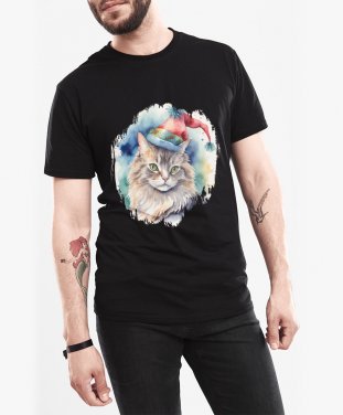 Чоловіча футболка Кіт новорічний