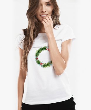Жіноча футболка Новорічний вінок з ягодами