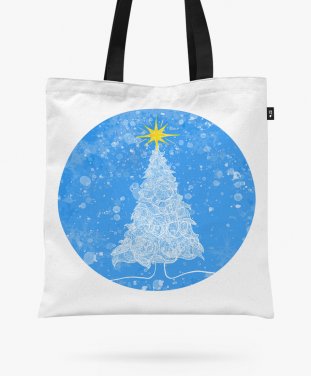 Авоська Snowy Christmas trees in the blue sky