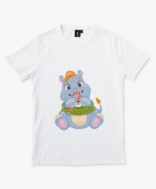 Чоловіча футболка Baby Hippo with Christmas candy 