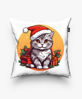 Подушка квадратна Різдвяний Кіт