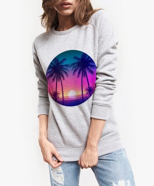 Жіночий світшот Пальмовий пляж - Неоновий світанок