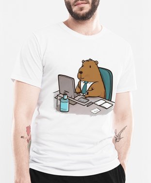 Чоловіча футболка Капібара в офісі