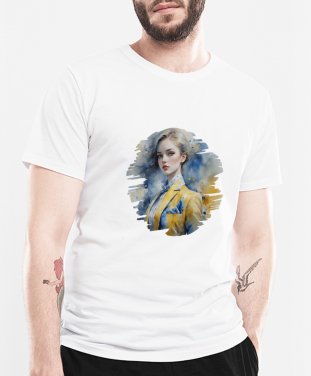 Чоловіча футболка Портрет дівчини в синьо-жовтому