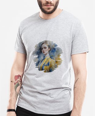 Чоловіча футболка Портрет дівчини в синьо-жовтому