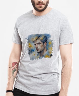 Чоловіча футболка Портрет хлопця в синьо-жовтих кольорах