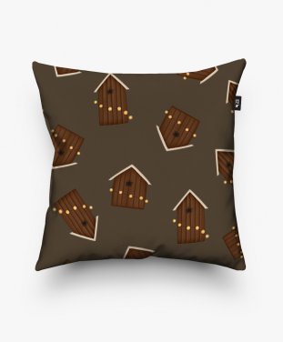 Подушка квадратна Будиночки (темний шоколад)