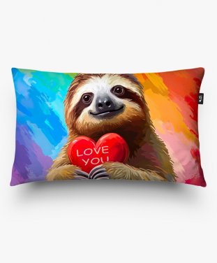 Подушка прямокутна Лінивець з Серцем. LGBT