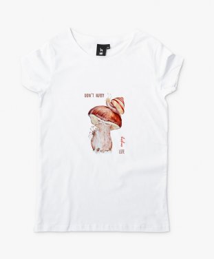 Жіноча футболка Білий гриб, равлик та павук / White mushroom, snail, and spider
