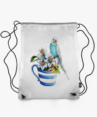 Рюкзак Хвилястий папуга в чашці з квітами