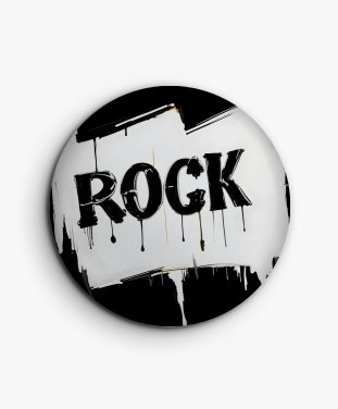 Значок Напис "ROCK" з білим та чорним фоном