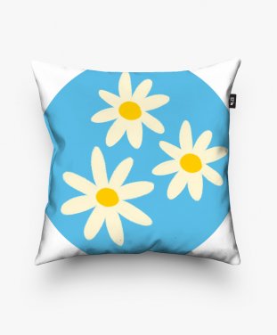 Подушка квадратна Білі ромашки, весняні квіти