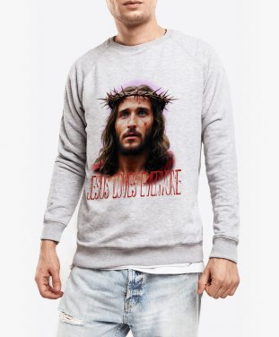 Чоловічий світшот Jesus loves everyone (Ісус любить всіх)