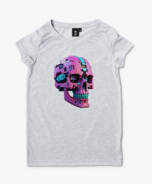 Жіноча футболка Рожевий кібер-череп