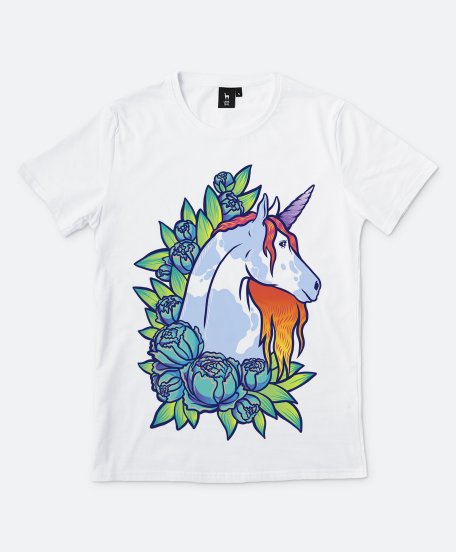 Чоловіча футболка Единорог в цветах