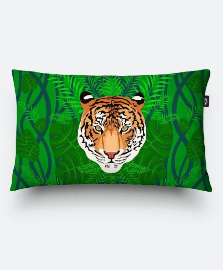 Подушка прямокутна Тигр на зеленому