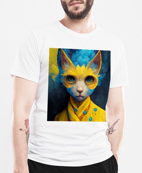 Чоловіча футболка Кіт Жовто Блакитний