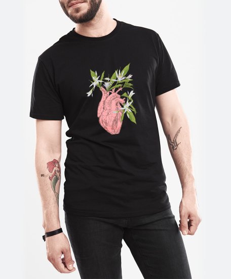 Чоловіча футболка Сердце,  квіти