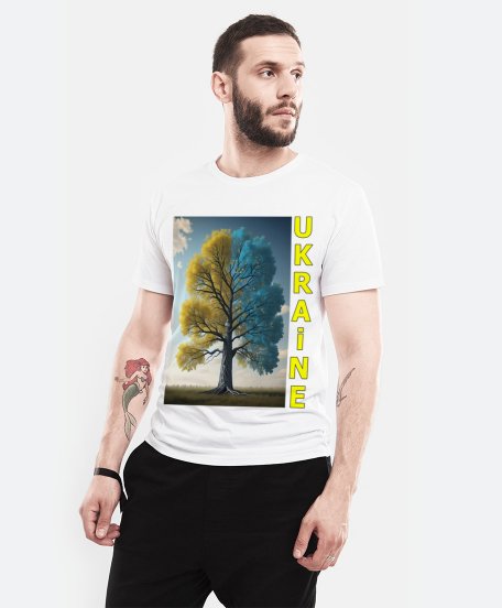 Чоловіча футболка Синьо жовте дерево