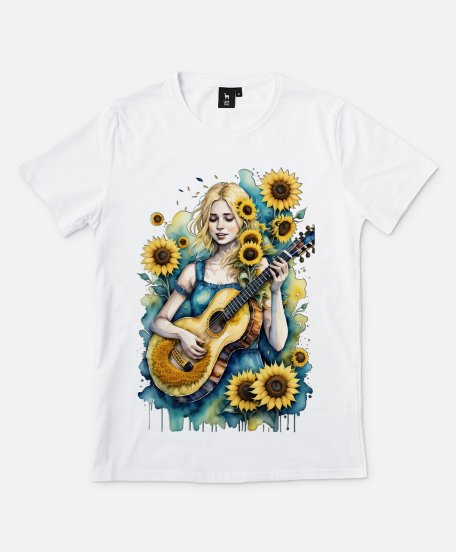 Чоловіча футболка Дівчина українка, грає на гітарі