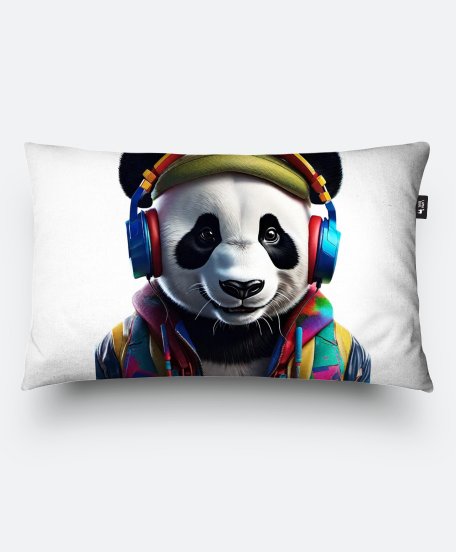 Подушка прямокутна Панда в навушниках