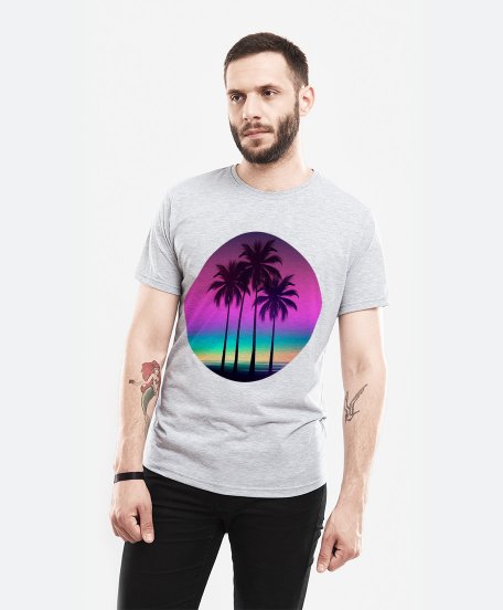 Чоловіча футболка Пальмовий пляж - М'які відтінки