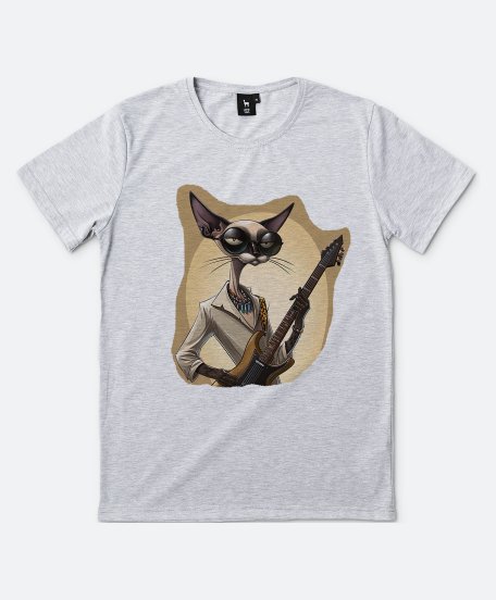 Чоловіча футболка Кіт Рокі з гітарою