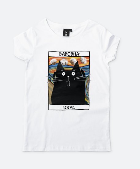 Жіноча футболка Чорний кіт - бавовна 100%