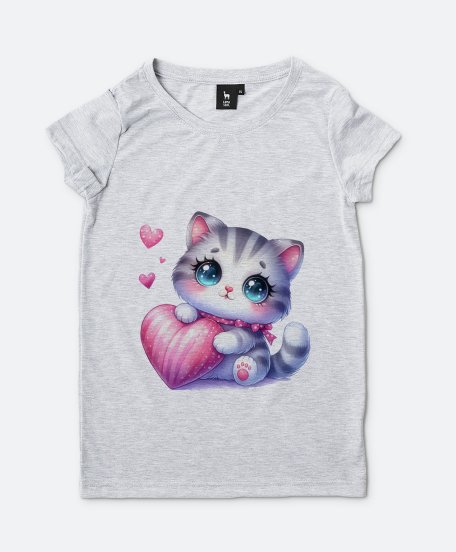 Жіноча футболка Котик з серцем
