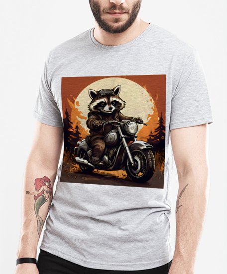 Чоловіча футболка Єнот-байкер