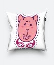 Подушка квадратна рожевий кіт у навушниках