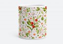 Чашка Акварельна омела і червоні ягоди | Watercolor Viscum and Red Berries