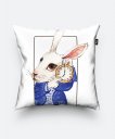 Подушка квадратна Акварельный кролик из "Алиса в стране чудес"