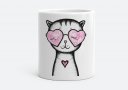 Чашка All you need is love - cat glasses heart- Valentine's Day