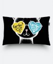 Подушка прямокутна Black Cat in glasses heart background - Valentine's Day